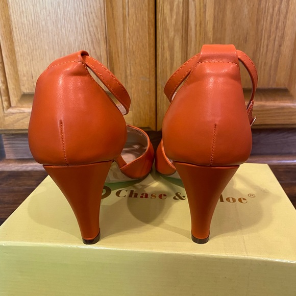 Chase Chloe Kimmy Orange T Strap Retro Vintage Pump Heel. NIB 8 - Picture 8 of 11